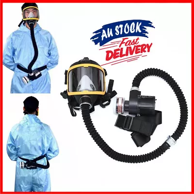 Electric Supplied Air Fed Full Face Gas Mask Constant Flow Respirator Systems • $177.99