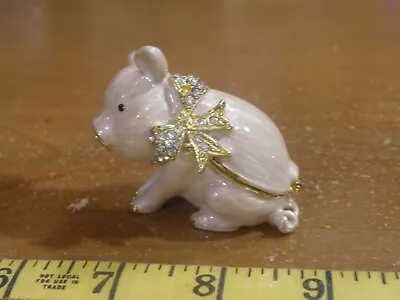 Piglett Pewter Enamel Bejeweled(Swarovski Crystals) Hinged Miniature Trinket Box • $10