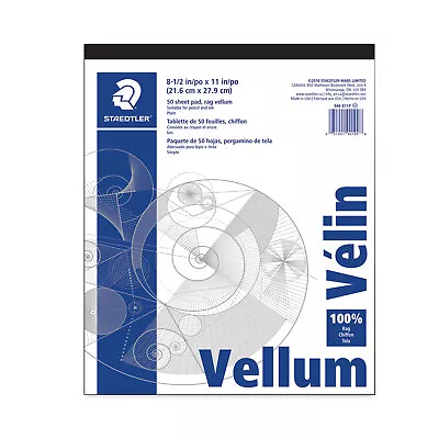 Staedtler Mars Translucent Vellum Art And Dra Fting Paper 16lb 8.5 X 11 50/Pa • $23.50