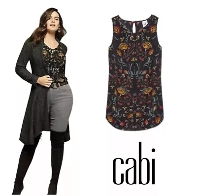 Cabi #3621 Size Medium Legend Blouse Black Sleeveless Top Womens Folklore Print • $14.99