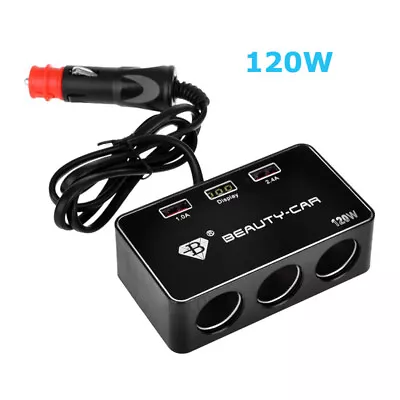 $16.95 • Buy O14C 3 Compartment Car Distributor Cigarette Lighter 3x Socket 120W 12V 2x USB