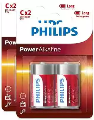 4PCS Philips 1.5V LR14 C Alkaline Low Drain Single Use Long Lasting Batteries AU • $12.22