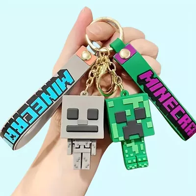 Minecraft Game Keychain Bag Backpack Charm Creeper Diamond Armored Steve Keyring • $12.95