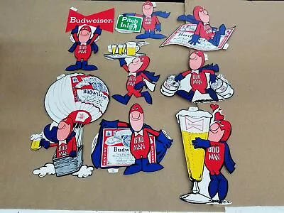 8-Different Vintage 1972 Budweiser Budman Beer Stickers Unused Shelf C1 • $34.88