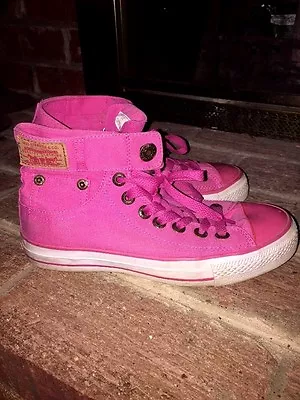 LEVI STRAUSS Jeans Womens Fuchsia HOT PINK CANVAS HIGH TOP Sneakers SHOES Sz 5 ❤ • $23