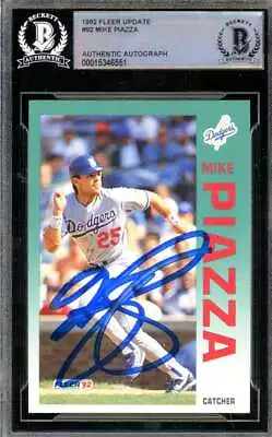 Mike Piazza Beckett BAS Signed 1992 Fleer Update Rookie Autograph • $194