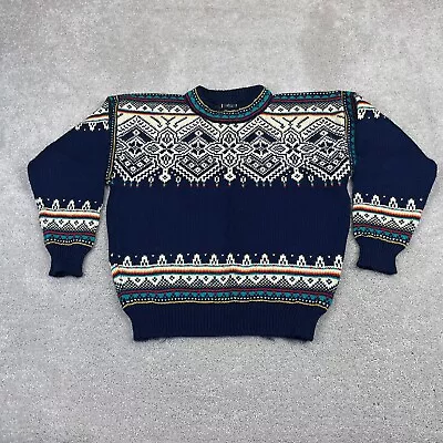 VINTAGE Dale Of Norway Sweater Mens Medium Blue Wool Nordic Fair Isle Skiing • $98.95