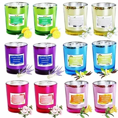  12 Scented CandlesNatural Soy Wax Aromatherapy Glass Candle Vegan Friendly • £18.99