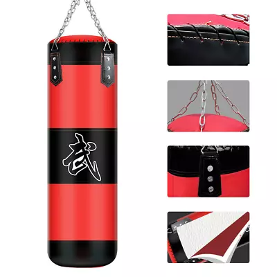 EMPTY Punching Bag With Training Gloves Kit Heavy Boxing MMA Kicking GYM Workout • $17.45