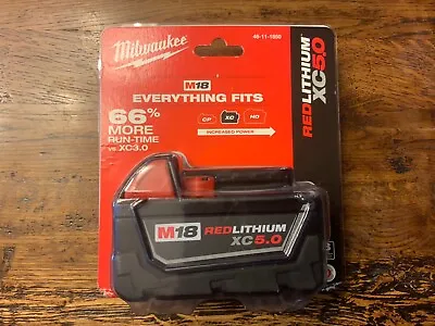 New Milwaukee 48-11-1850 Battery M18 18V 18 Volt XC 5.0 Ah Red Lithium Ion • $64.99