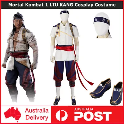 Mortal Kombat 1 LIU KANG Cosplay Costume Full Set Outfits + Headband Halloween • $64.52