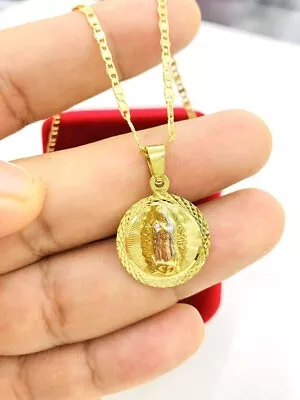 Virgen Guadalupe Necklace Pendant Round Fashion Protection Family Jewelry 23x19 • $27.99