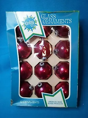 Vintage 12 Ruby Red Coby Glass Christmas Ornaments USA Made • $21.95