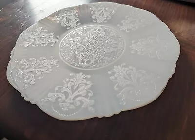 $10 • Buy Vintage MacBeth Evans Monax Depression Milk Glass  Dinner & Cake Plate Serving