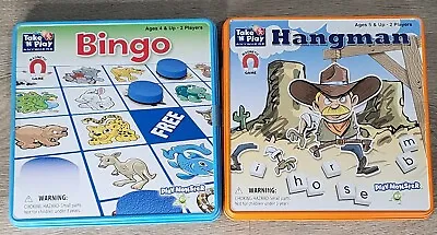 Travel Games Bingo Game & Hangman 2 Lot Kids Family Party Magnetic Take 'N Play • $14.95