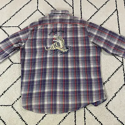 Polo Ralph Lauren Shirt Mens XXL Plaid Embroidered Japan Tiger Souvenir Flannel • $66.28