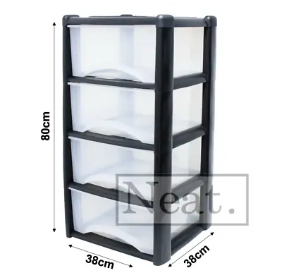 4 Drawer Plastic Tower - Unit Trolley Chest Drawer School Office Home • £23.99