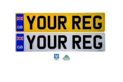 Pair Of UK Road Legal Standard Front Number Plates – 520x111mm – With GB Identifier (Inexaccessories)