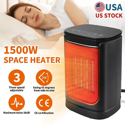 $31.59 • Buy Portable Electric Ceramic Space Heater Fan Adjustable Thermostat 1500W For Room