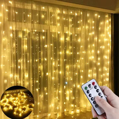 LED White Curtain Fairy Lights String Indoor/Outdoor Backdrop Wedding Party Xmas • £5.87