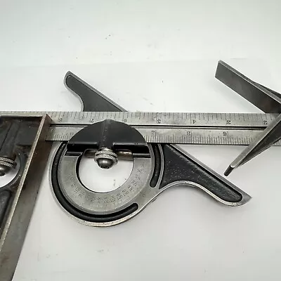 Vintage 12  UNION TOOL CO. Comb. Square W/ Center Finder & Protractor Machinists • $40