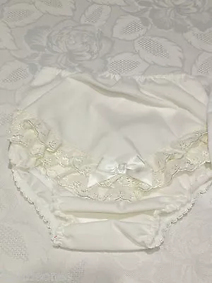 Baby Girls Broderie Anglaise Frilly Knickers/pants For Christening/wedding/party • £5.99