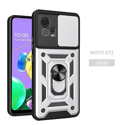 For Motorola Moto G72 Cover Armor Slide Lens Camera Magnetic Holder Stand Case • $9.99