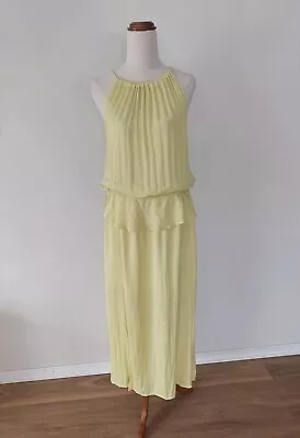 Witchery Size 10 Yellow Long Elegant Maxi Dress Sleeveless Flattering Drawstring • $39.90