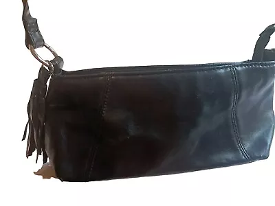 Matalan Tassel Faux Leather Pu Baguette Bag Black • £8.99