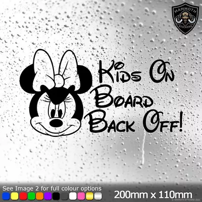 Kids On Board Back Off!! Minnie Mouse Sticker Car Window Decal Bumper Vinyl • £2.49