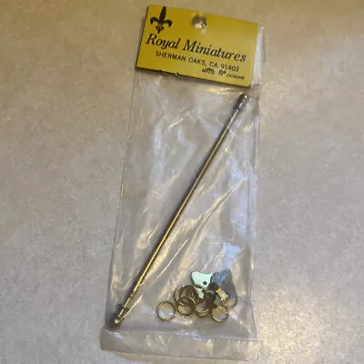 Vintage Dollhouse Miniature Curtain Rod  W/Rings Brass 1:12 Scale NOS Adjustable • $9.94