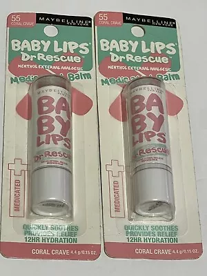 2 Maybelline Baby Lips Dr Rescue Medicated Balm 55 Coral Crave Set Of 2 • $10.67