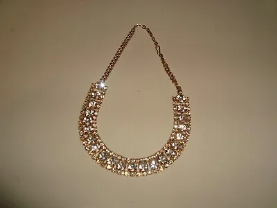 Vintage Retro 70s Costume Jewellery Diamond Necklace { GOLD TONE } Need TLC • £10