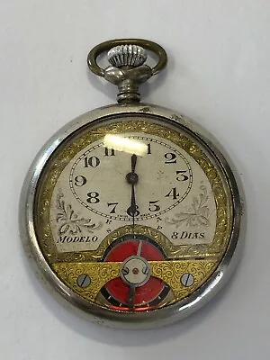 Antique Modelo Silver Plated 8 Jewels Pocket Watch (4-#25) • $15