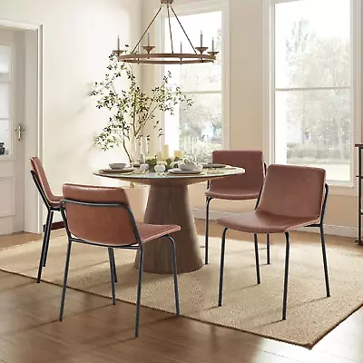 PU Leather Dining Chairs Set Of 4 Mid Back Modern Upholstered Dining Room Kitch • $243.78