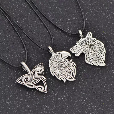 Odin Raven Viking Jewelry Fox Triquetra Fenrir Mens Wolf Tribal Necklace Women • $1.99