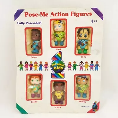 One World Kids Toys Pose-Me Action Figures Multi Cultural Set Of 6 Poseable 1996 • $5.99