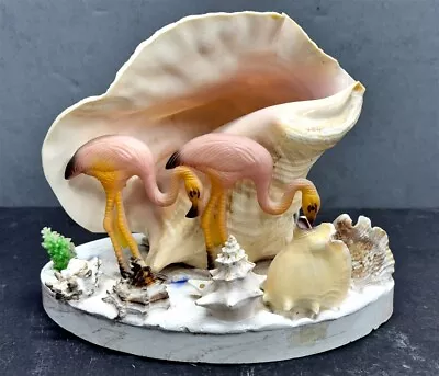 Vintage MCM Mid Century Conch Seashell Coral Pink Flamingo TV Lamp • $39.99