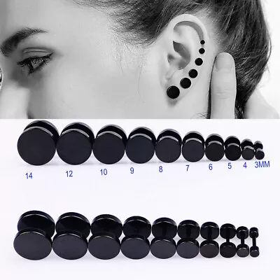 3MM-14MM Screw Stud Earrings For Men Women Steel Cheater Fake Ear Plugs Gauges • $1.79