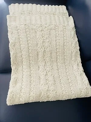 Threshold Vintage Farmhouse Cream Throw Cable Knit Sequin Blanket 50 X 56 -AA800 • £10.56