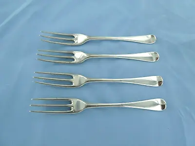 An Antique Sterling Silver Set Of Four O/ethree Prong Dessert Forkslondon I909 • £180