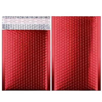 Metallic Matte Red Bubble Mailers - Durable 4x8 Inch Padded Envelopes With Se... • $27.26