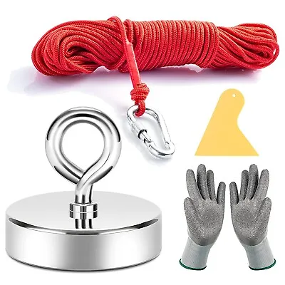 £22.99 • Buy 500 Lb+ Giant Rare Earth Magnet With Rope, Large And Big 2.5 Inches Diameter