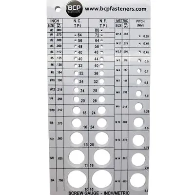 Screw Thread Gauge | Metric And SAE | Recommends Drill Bit & Tap Size...  • $15.58