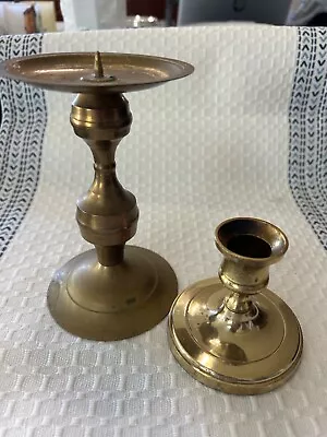 Vintage Set Of 2 Brass Candlesticks 6”and 3” Wingate Brass A Maleck Company • $14.99