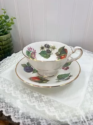 Vintage Crownford Tea Cup & Saucer Fine Bone China Fruit Design • $7.63