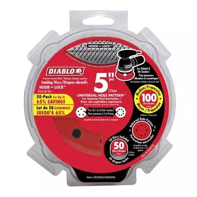 Diablo DCD050100H50G 100-Grit Hole Orbital Sanding Disc 5 In. • $24.89