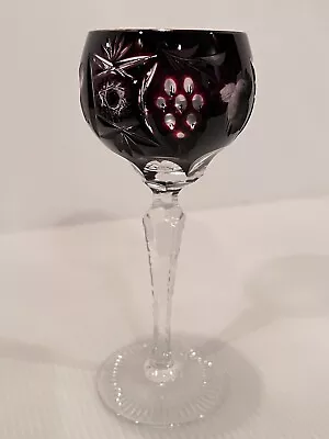 NACHTMANN TRAUBE RUBY RED CUT TO CLEAR 6 7/8  HOCK WINE GLASS 4 Oz • $69