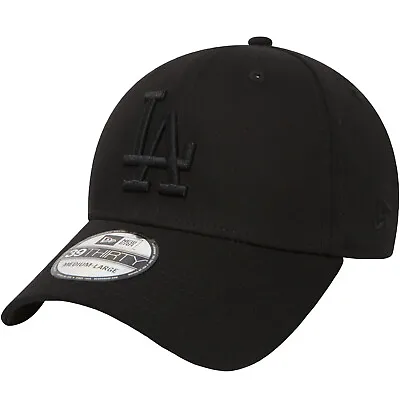 New Era LA Dodgers Essentials 39THIRTY Stretch Fit Baseball Cap Hat - All Black • $32.50