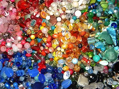 NEW 6/oz Multi-colored MIXED LOOSE BEADS LOT Gemstone Glass MIX NO JUNK • $7.99